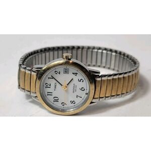Timex Indiglo Two Tone Gold/Silver Analog Women's Watch Sz. 6" Untested